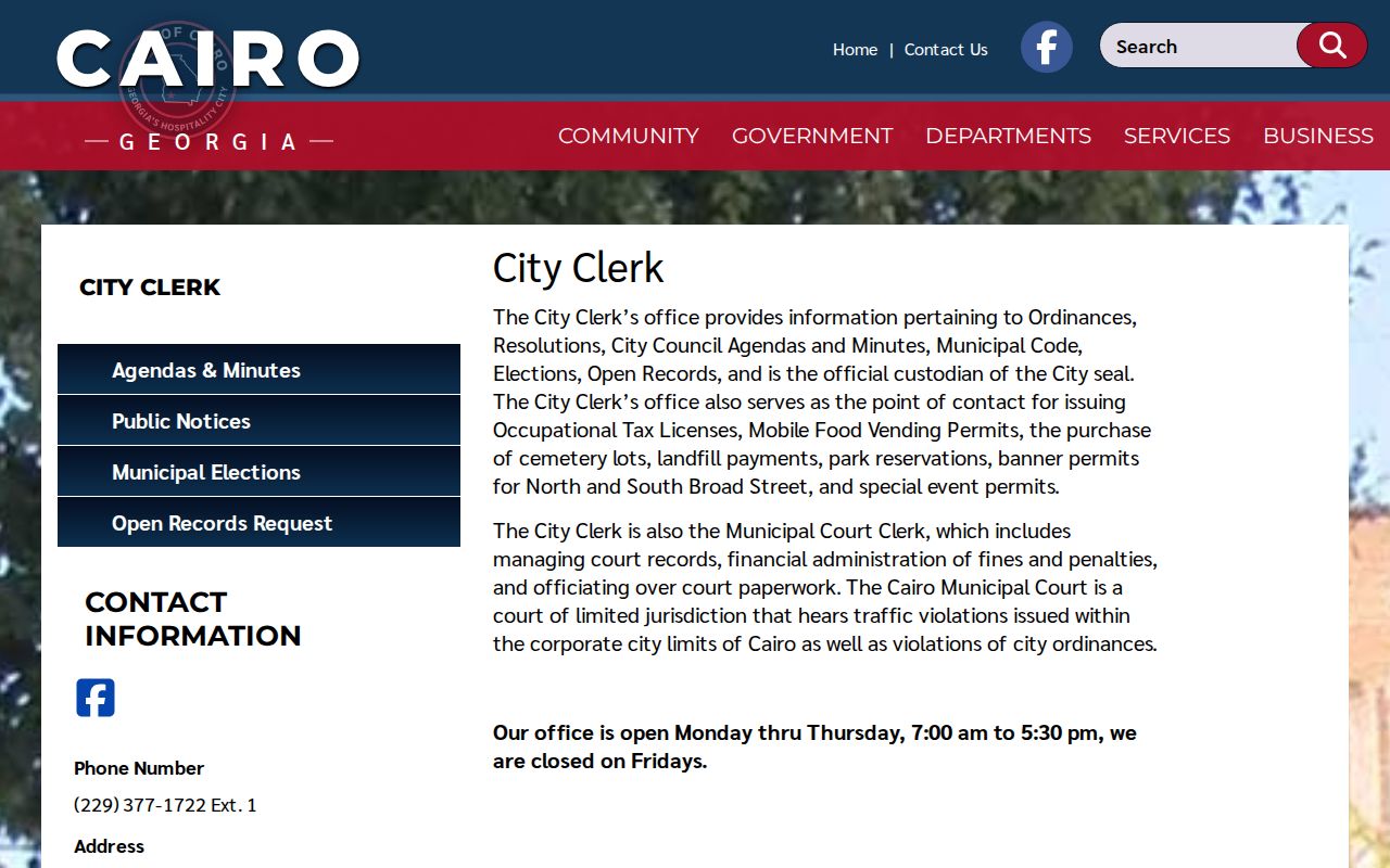 Cairo court records Municipal Court clerk source